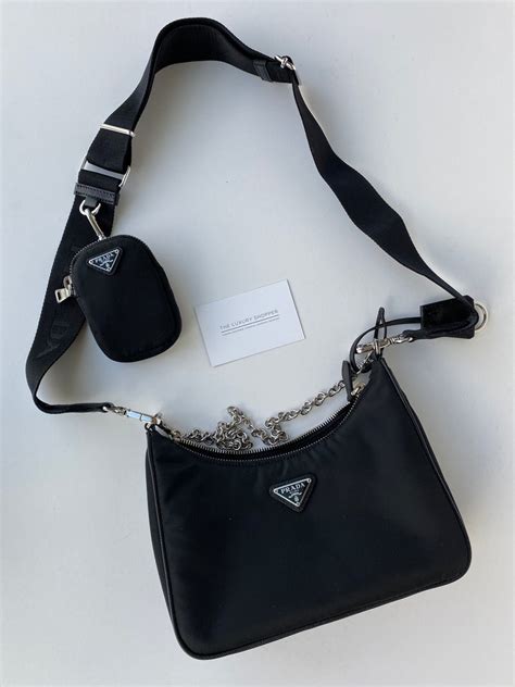 prada black and gold shoulder bag|prada nylon cross body bag.